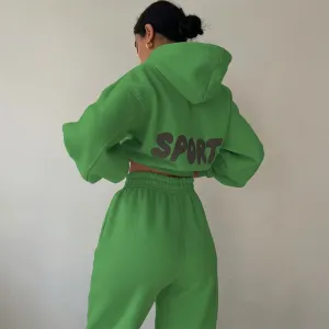 Women's Puff Print Fleece Pullover Hoodie and Sweatpants Set Cozy Two Piece Loungewear Sweatsuit（N0004-0002）