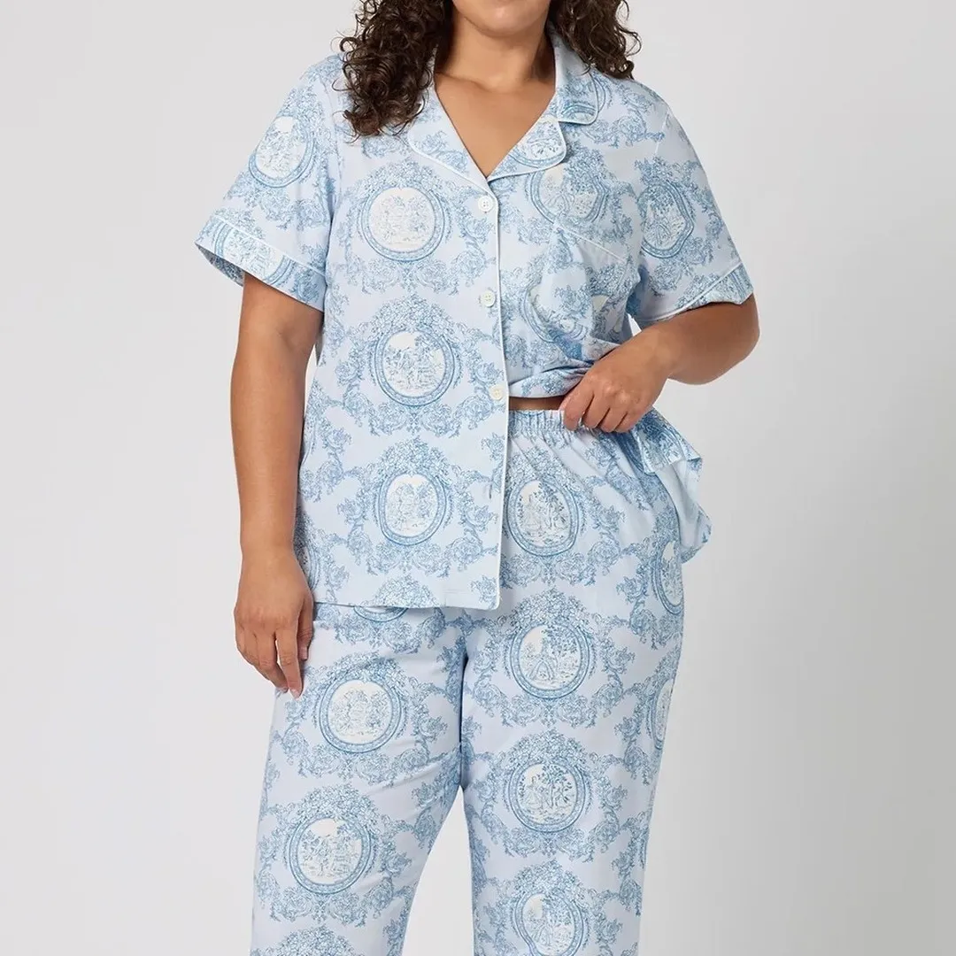 OEM Custom Printed Pajama Set for Women Two Piece Soft Sleepwear Set Cute Pattern Loungewear Homewear Nightwear（M0007-0009）