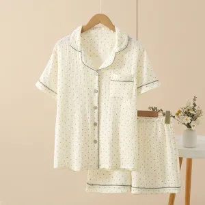 Soft Cotton Pajama Set for Women Comfortable Breathable Two Piece Sleepwear Set Loungewear Homewear Nightwear Wholesale（M0008-0002）