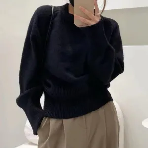 Women's Crew Neck Cashmere Jumper Classic Knitted Pullover Sweater Soft Warm Autumn Top（N0005-0006）