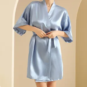 Custom Women Wedding Satin Robe Personalized Embroidery Silk Bridesmaid Robe for Bridal Party Sleepwear(M0008-0002)