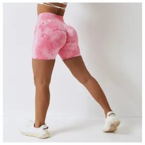Seamless Tie Dye Yoga Leggings for Women High Waist Scrunch Butt Tummy Control Workout Gym Fitness Tights Activewear（K0004-0001）