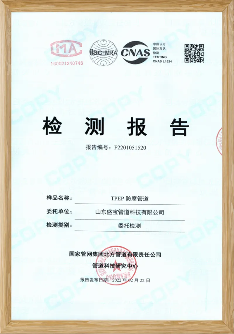TPEP防腐钢管产品检测报告