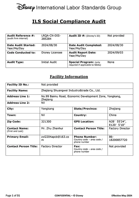 Disney Labor standards