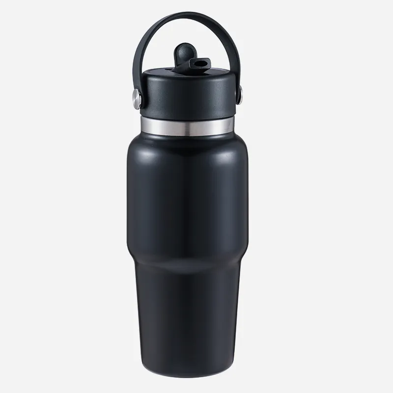 Wide Mouth Travel Bottle with Flex Straw Cap