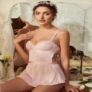 See Through Lenceria Sexy  mujer Random Print Mesh  Underwire Lingerie Sets
