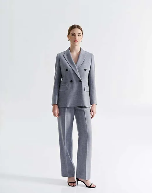 二重胸部ウールブレザー