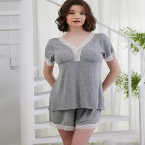 Women's Pajamas Half Sleeve Shorts Loose Night Suit
