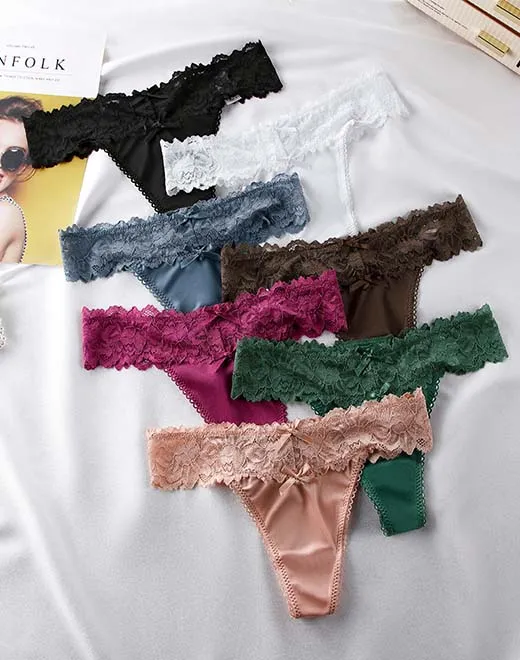 Low-Waist Lace Tanga Panties