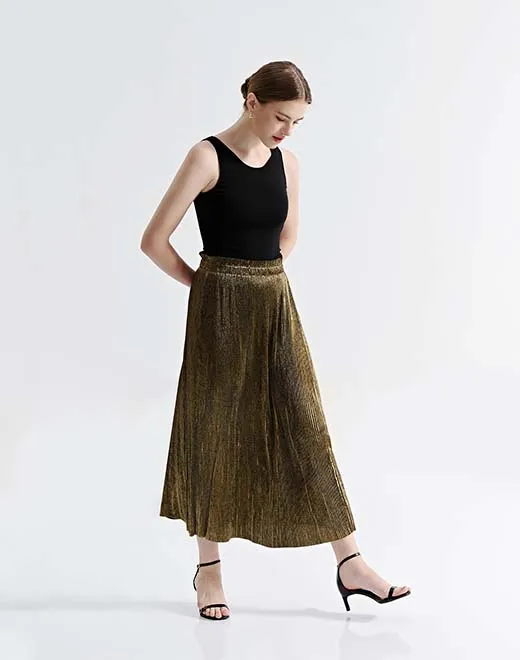 メタリックプリーツスカート