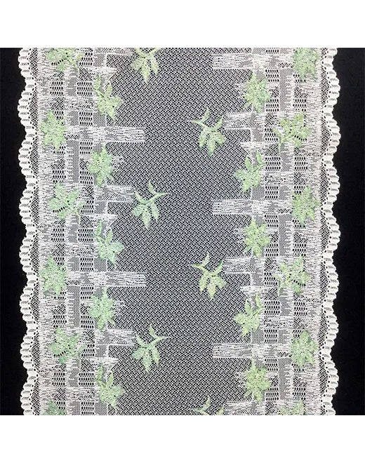 Green Floral White Embroidered Mesh Lace for Lingerie Trimming