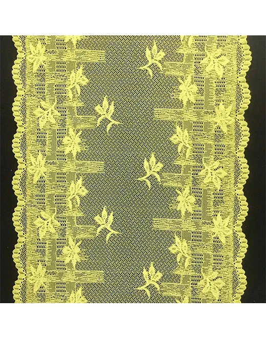 Yellow Floral Embroidered Mesh Lace Fabric for Lingerie