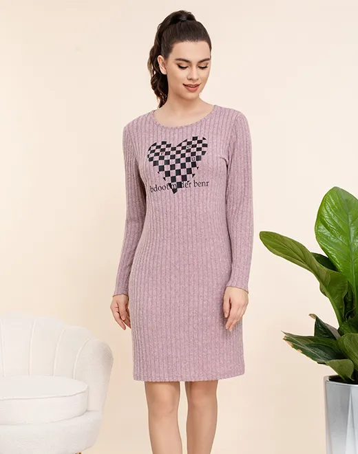 Cotton Plaid Knitted Nightgow