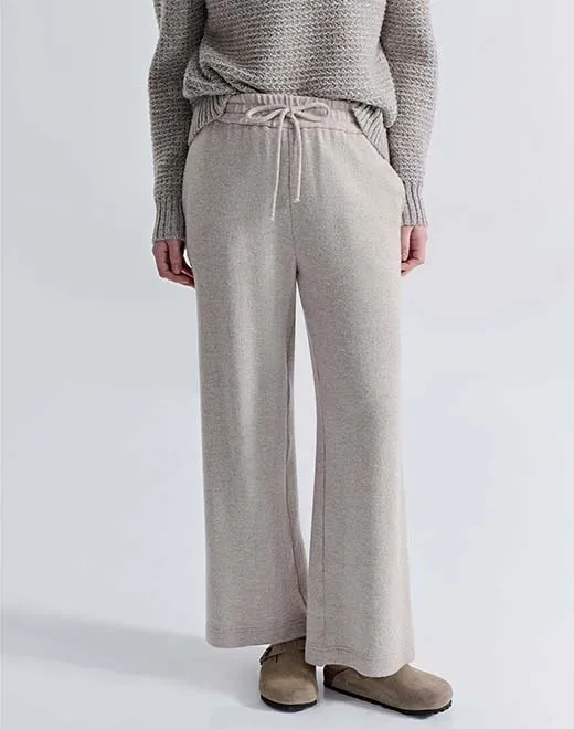 ウールカシミアストレートレッグドローストリングパンツ