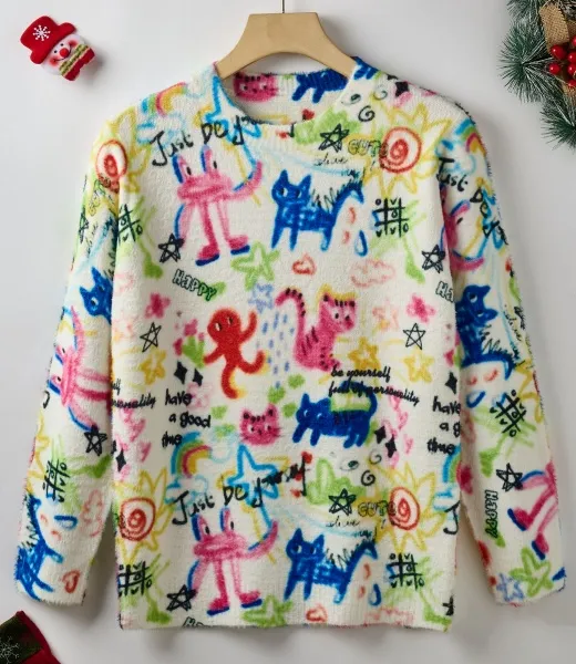 Multicolor Motif Knit Sweater