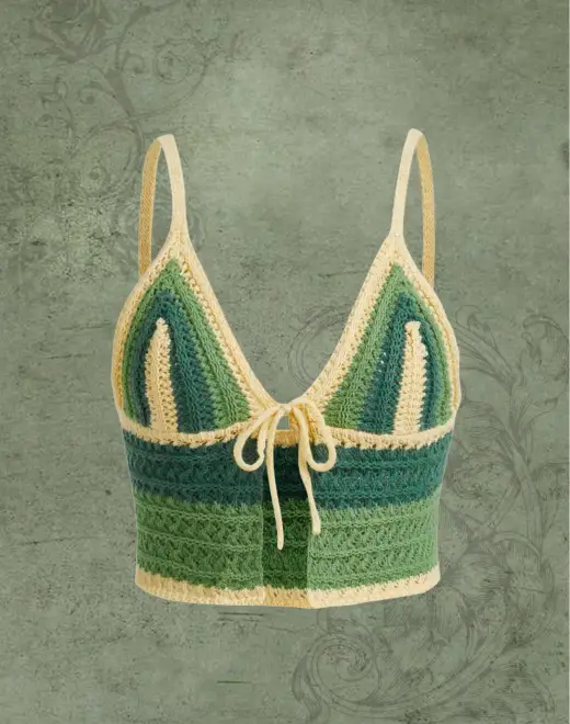 Vネックかぎ針編みトップ