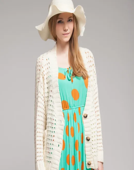 テクスチャメッシュニットカーディガン