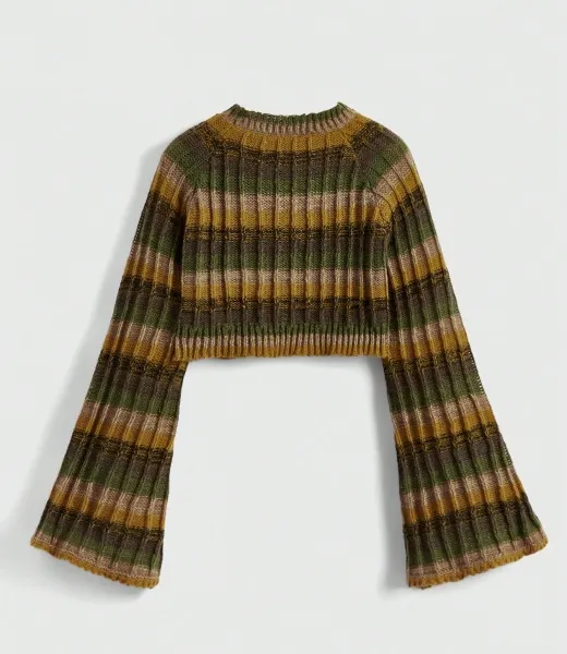 Earth Tone Cropped Knit Top