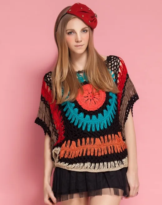TY-X0913 Round Neck Crochet Knit Top
