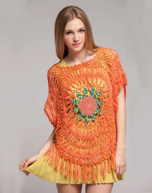TY-X1015 Round Neck Crochet Cardigan