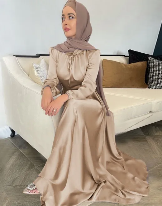 XG-2044 Puff Sleeve Muslim Abaya with Waist Belt