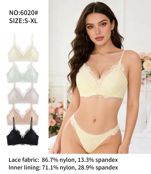 YQZX-6020# French-style lace seamless three-quarter cup bra