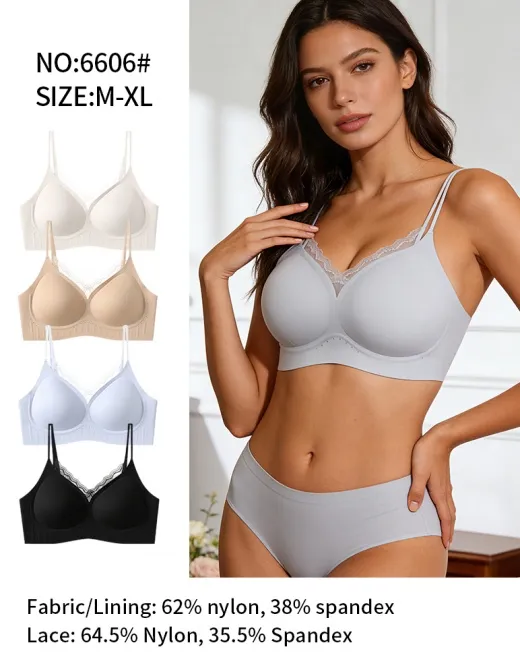 YQZX-6606# French&nbsp;V-neck&nbsp;Patchwork&nbsp;Lace&nbsp;Bra