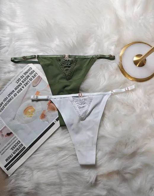 CSM-412 Polyester 3030 Double-sided Fabric 170g + Embroidery High Waist Bikini Panties