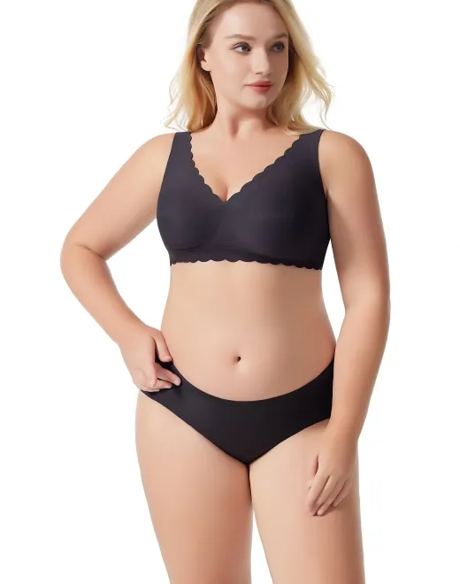 HJT-SV02 Classic U shape style full-coverage large-size babydoll Nursing bra with wave design