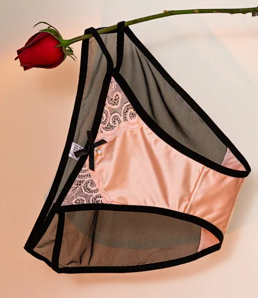 GY-539 Openwork pearl satin patchwork thong
