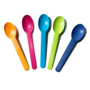 Custom Logo 15cm Yogurt Spoon Cornstarch Ice Cream Spoon Free Sample Offer Premium Flatware Sets