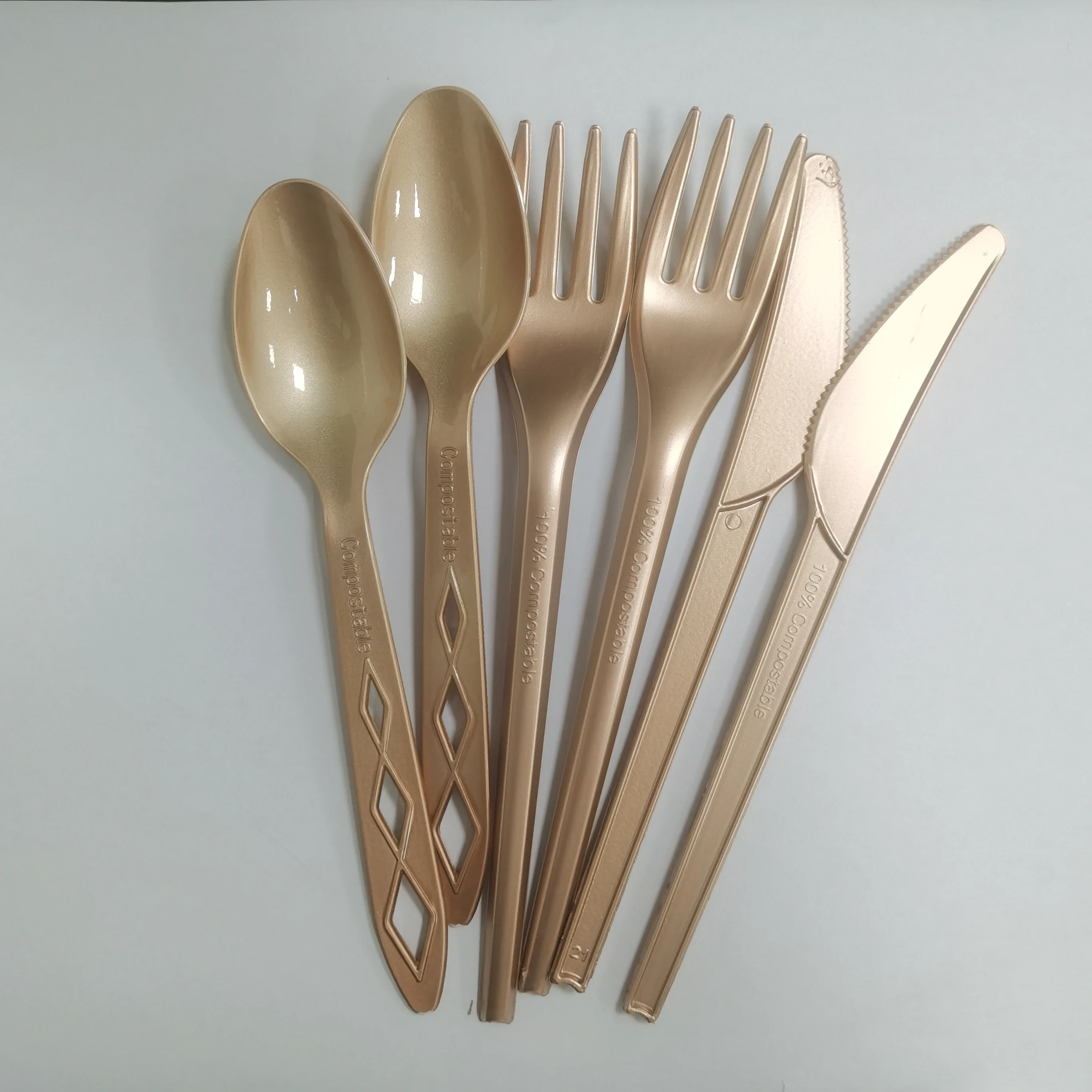 6.5 Inch Biodegradable Fork and Spoon Compostable CPLA Cutlery Disposable Cutlery for Parties