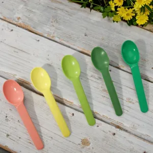 Free Sample Customized Logo Colorful 6 Inch Yogurt and Ice Cream Spoon Disposable Cutlery Perfect for Parties and Events