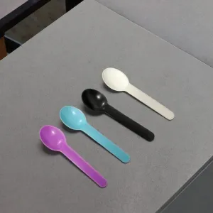 Eco-Friendly Biodegradable Disposable Corn Starch 6-Inch Ice Cream Spoons-Colorful Party Use Food Utensils