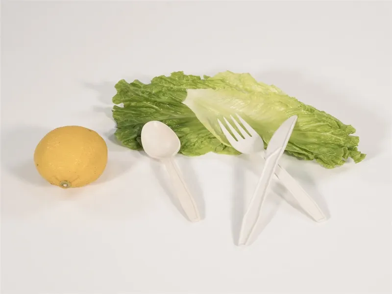 Disposable 6-inch Biodegradable Cornstarch Spoon and Fork Cutlery Plastic Knife Eco-Friendly Utensils