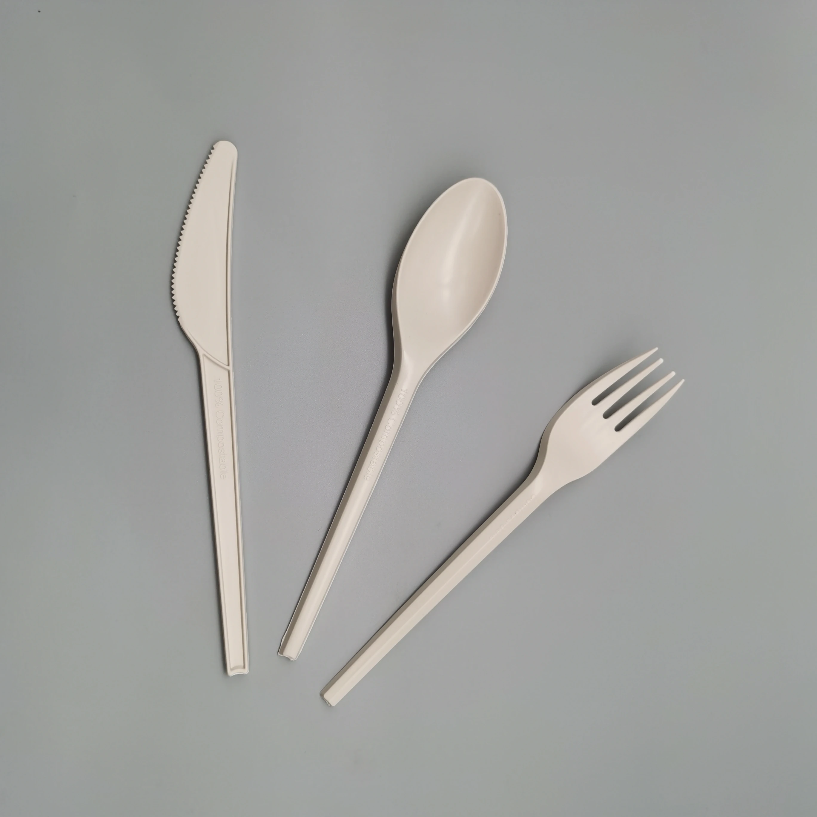 High Quality 100% Home Compost and Sea Compost 6.5" 165mm Cutlery(knife Fork Spoon) Biodegradable Disposable CPLA Cutlery