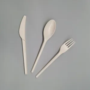 High Quality 100% Home Compost and Sea Compost 6.5" 165mm Cutlery(knife Fork Spoon) Biodegradable Disposable CPLA Cutlery