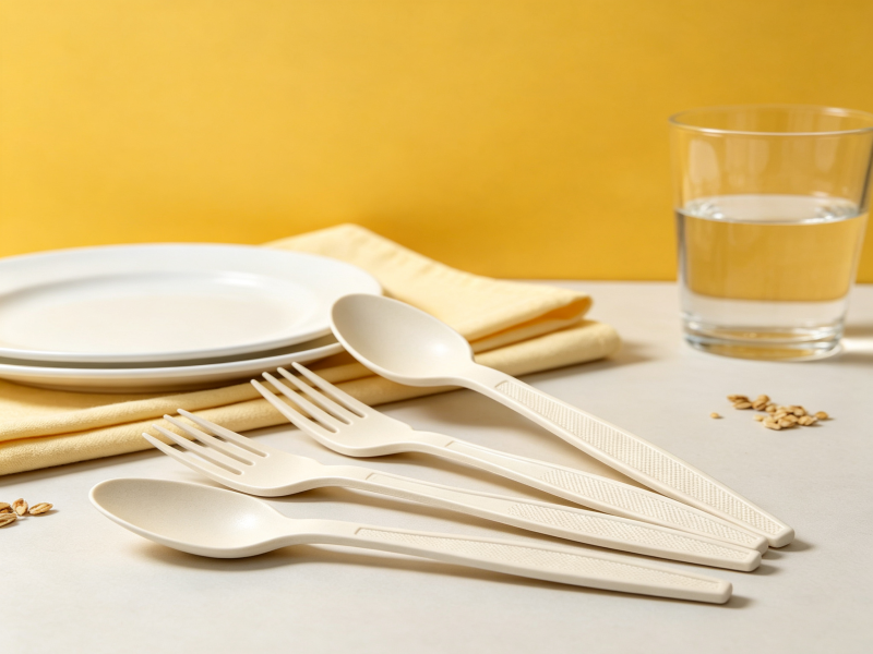 Wholesale Biodegradable Corn Starch Disposable Cutlery Includes Fork Spoon and Knife