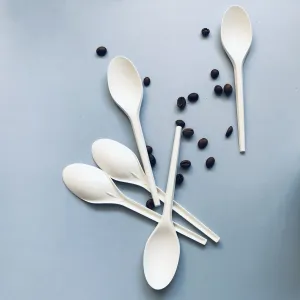 Eco-friendly CPLA Plastic Disposable Cutlery Set for Take Away Use-Includes Spoon Knife Fork for Drinking Milk Tea