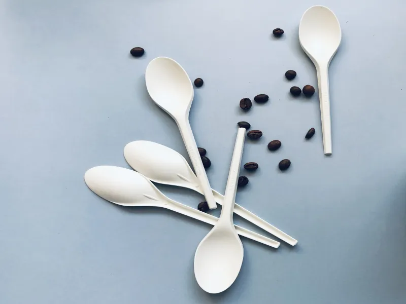 Eco-friendly CPLA Plastic Disposable Cutlery Set for Take Away Use-Includes Spoon Knife Fork for Drinking Milk Tea