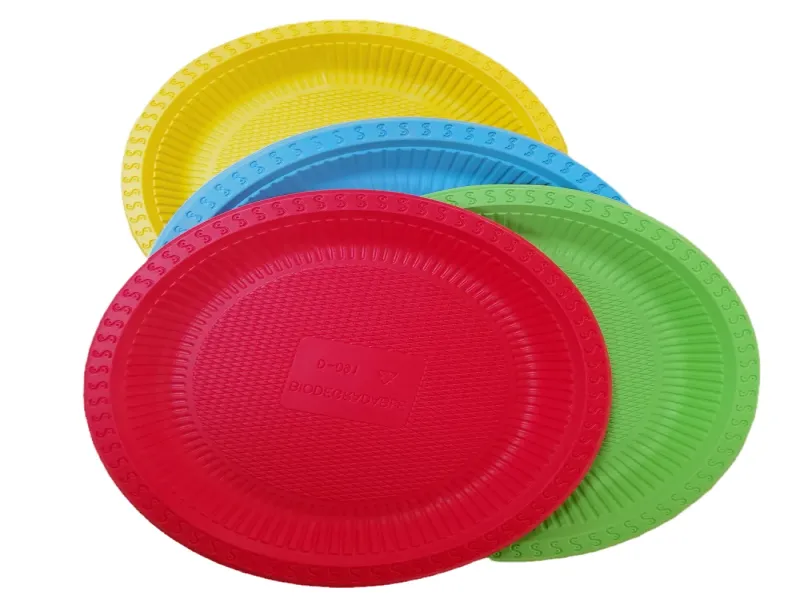 7" Colorful Disposable Biodegradable Cornstarch Plate for Takeaway