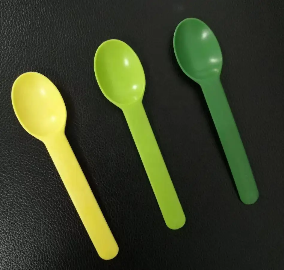 Colorful 6 Inch Biodegradable Yogurt & Ice Cream Spoon Customizable Flatware Set with Logo Print