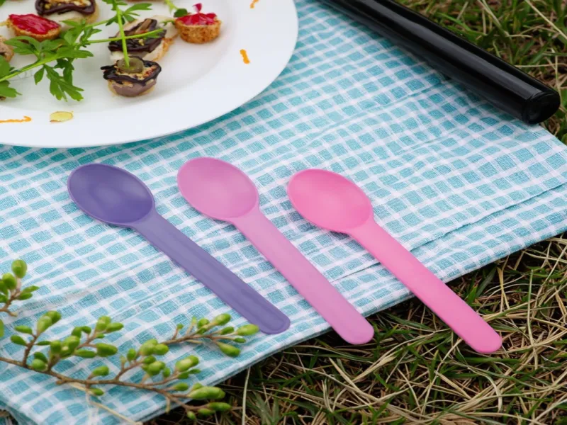 Customizable Food Grade Cornstarch Ice Cream & Yogurt Spoon Disposable Logo Printed Plastic Cutlery
