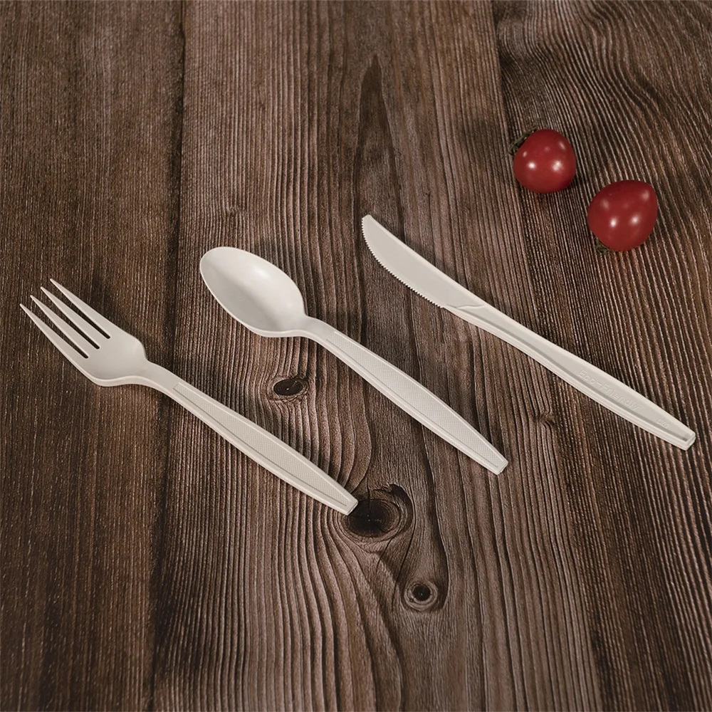 Wholesale Biodegradable Corn Starch Plastic Disposable Cutlery Includes Fork Spoon and Knife