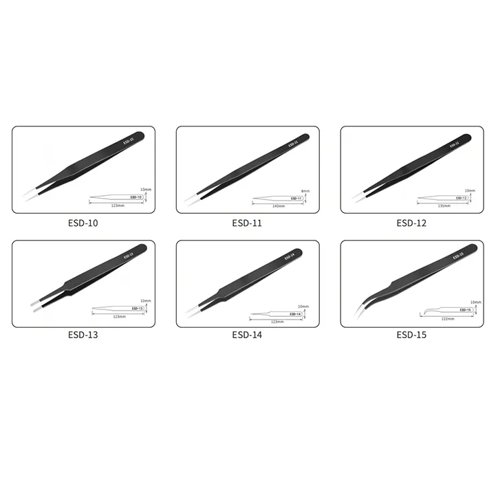 ESD Anti Static Tweezers Series for Precision Electronic Assembly