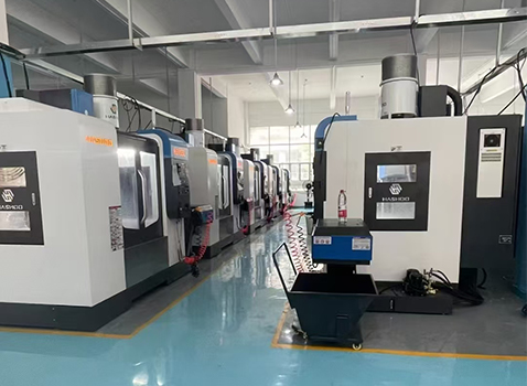 Customer machining workshop with rows of CNC equipment