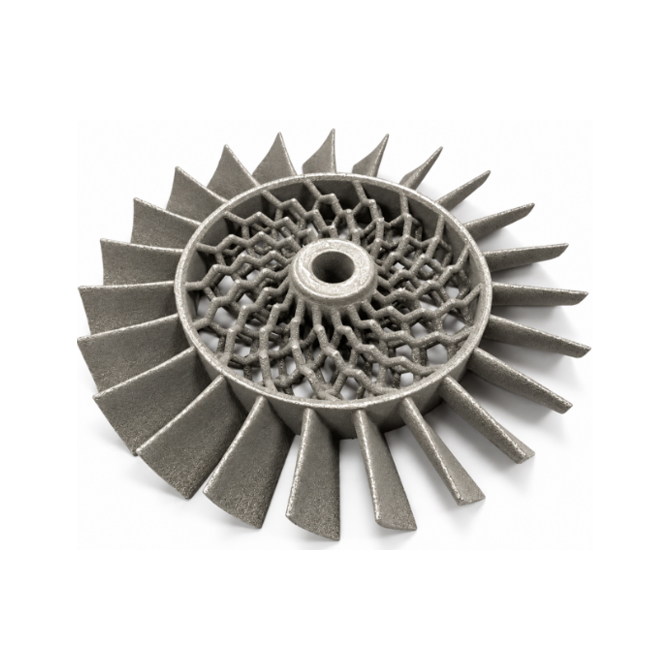 Metal 3D printed impeller with internal lattice structure for weight reduction
