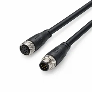 M12 9-Pin Metal Threaded Molded Extension Cable