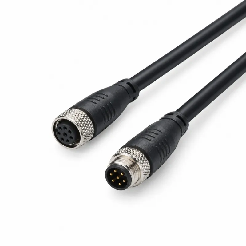 M12 9-Pin Metal Threaded Molded Extension Cable