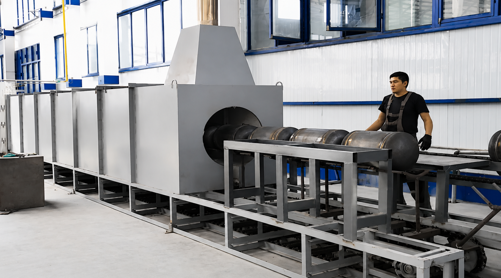 Gas cylinder heat treatment furnace